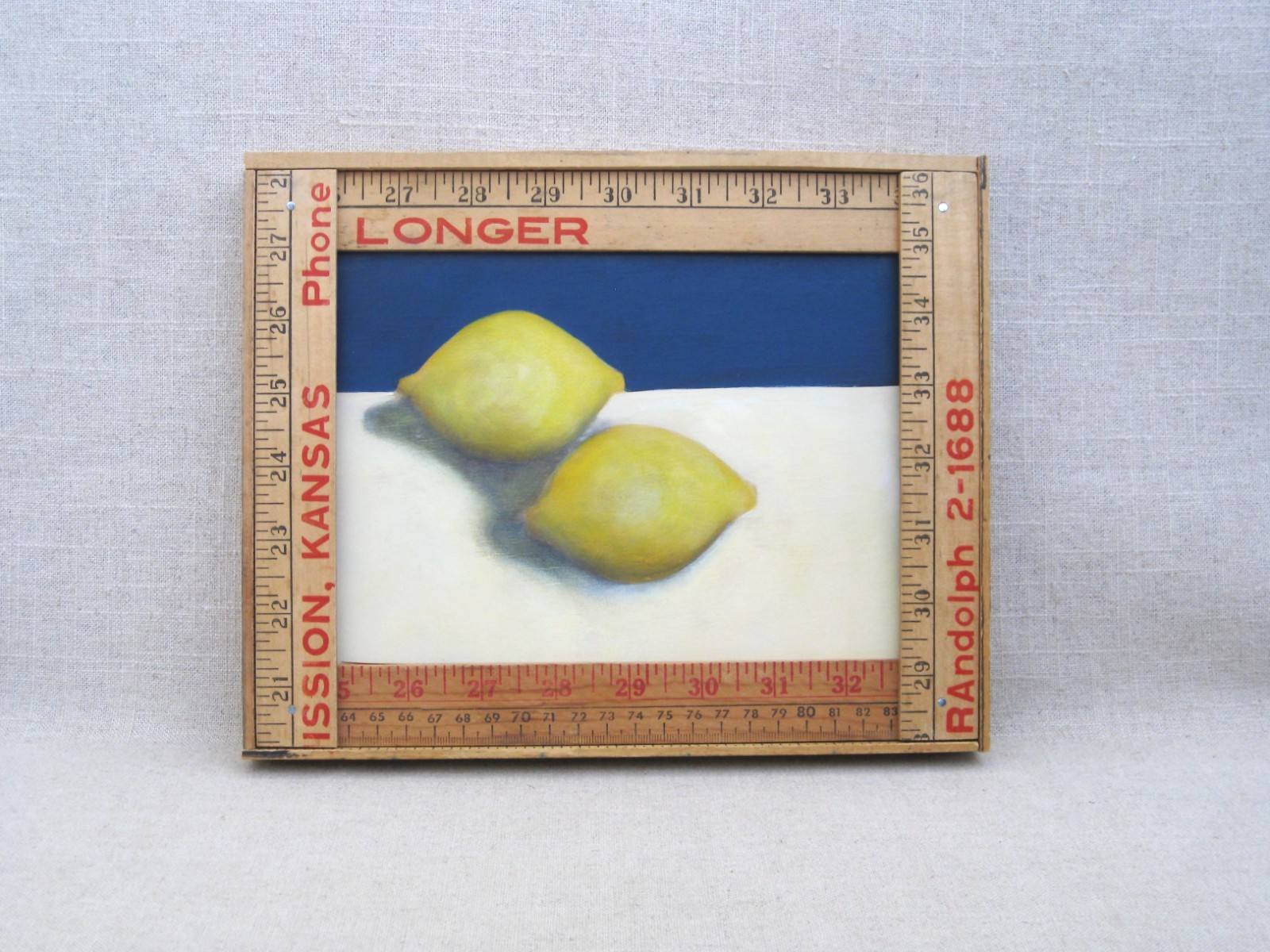 Original Lemon Still Life Painting, Framed Fruit Wall Dining Room Kitchen Décor