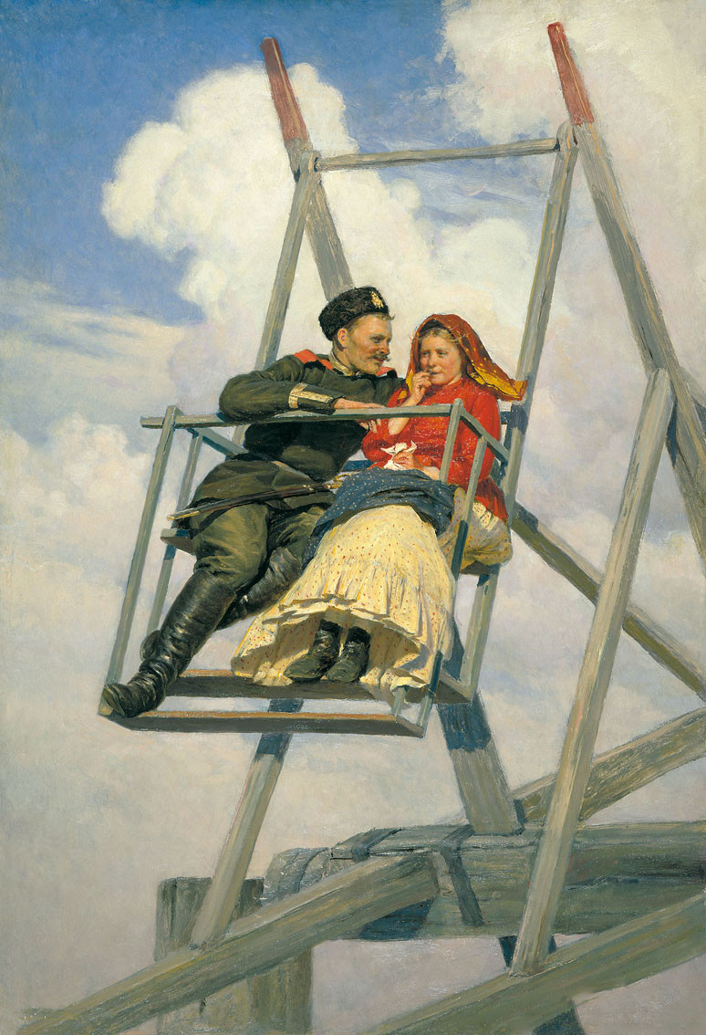 perfect oil painting handpainted on canvas «On the swing «@N13849