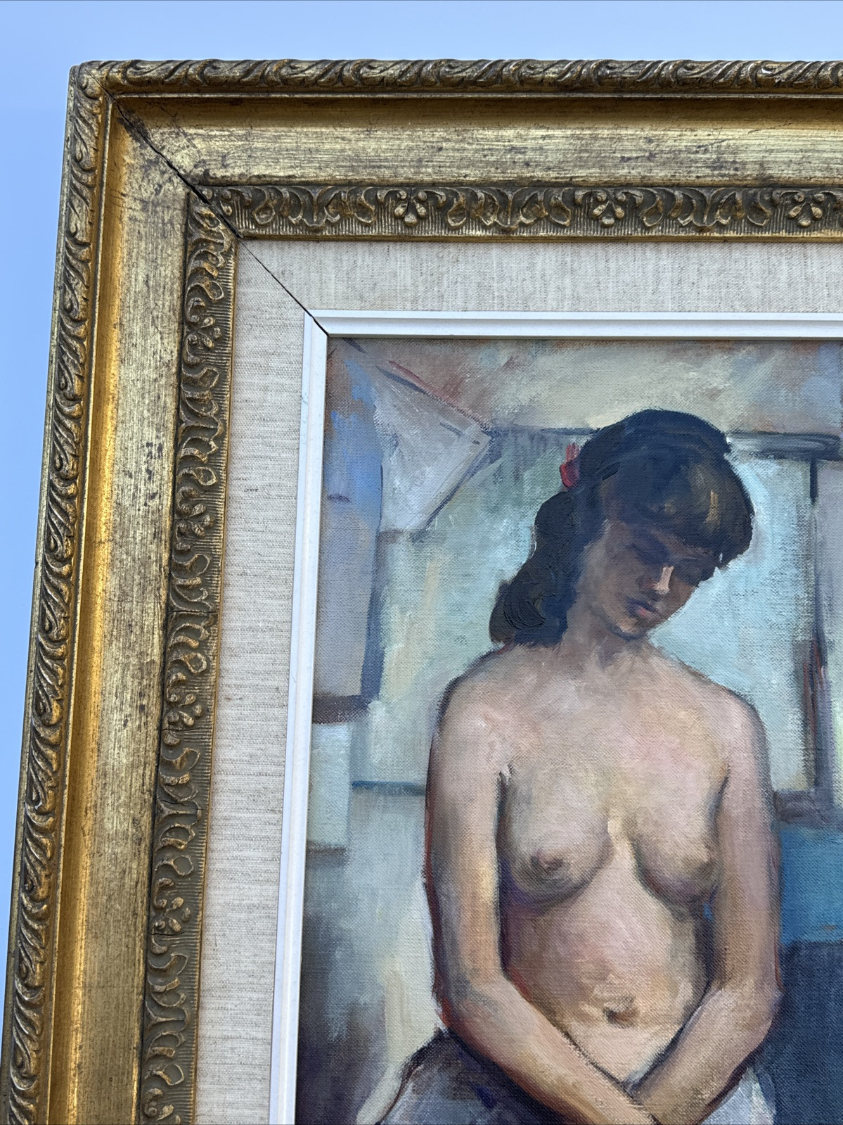 VINTAGE PORTRAIT PAINTING PRETTY WOMAN Women LISTED FAMOUS MID CENTURY MODERNISM