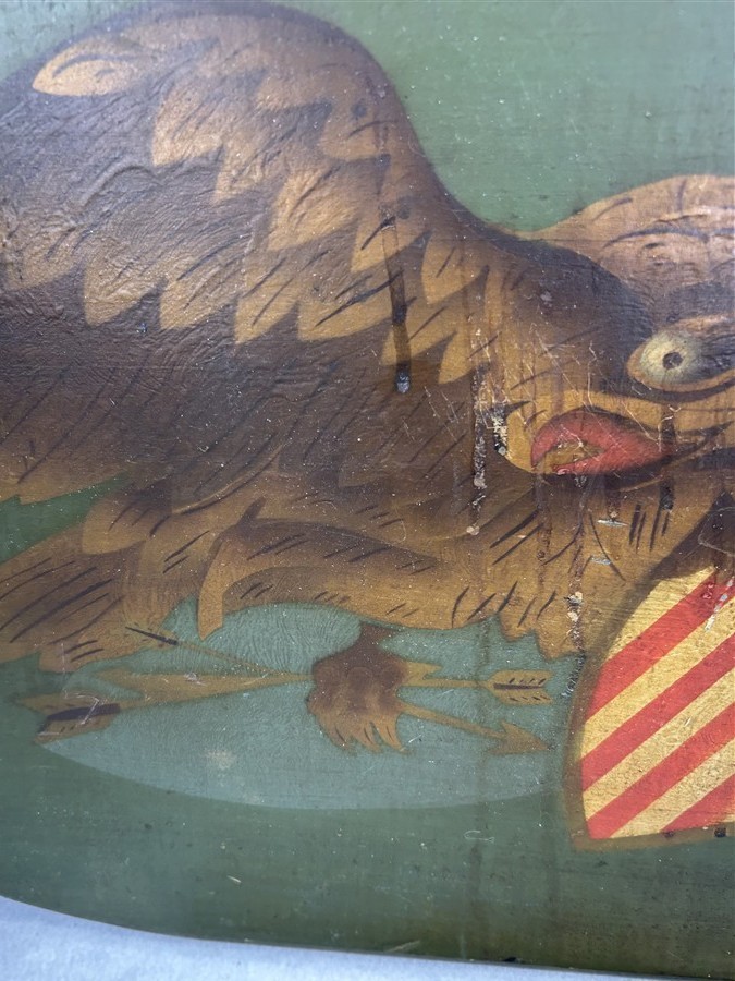 antique eagle painted wood plaque wall hanging 28×14 x 3/4 original