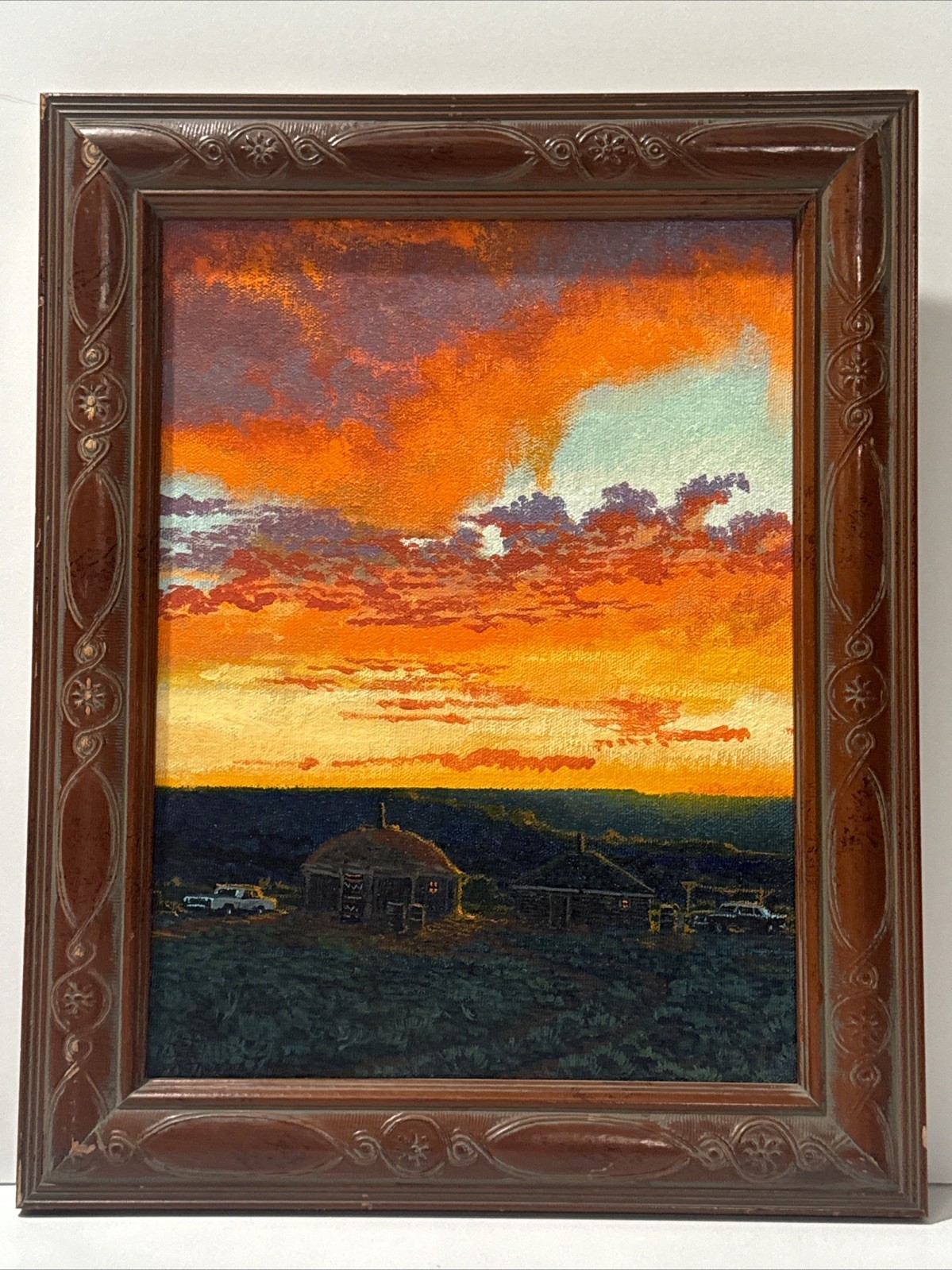 Redwing Nez Painting Sunset Landscape American Native Indian Tribal Listed Small
