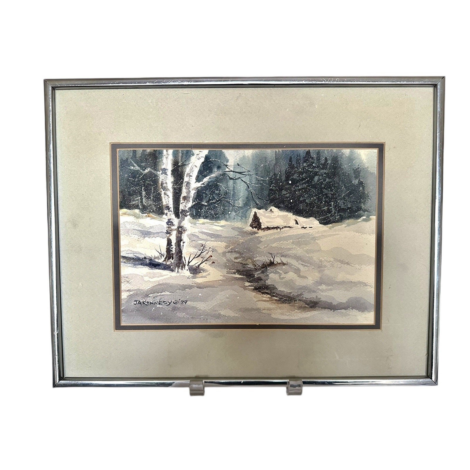 Vintage Original Watercolor Painting by Joseph A. Kennedy ‘79 Winter Snow Scene
