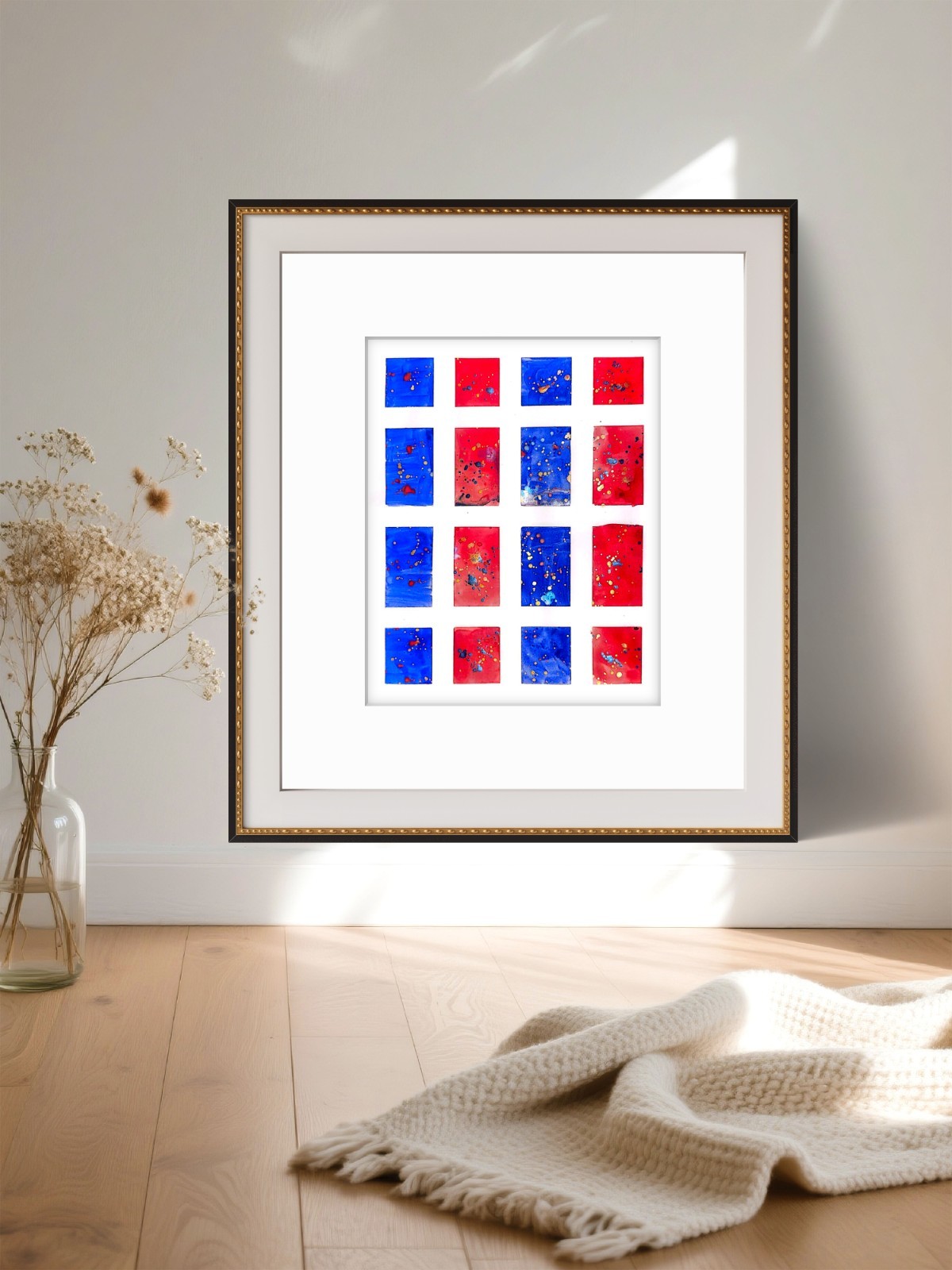 Red White And Blue Original Expressionism Watercolor Abstract 11×14 On Paper