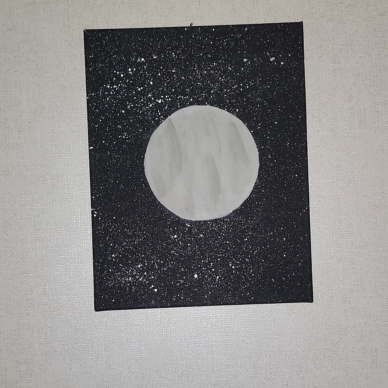 Abstract Moon and Stars Outer Space Painting, Unframed Single Piece Art