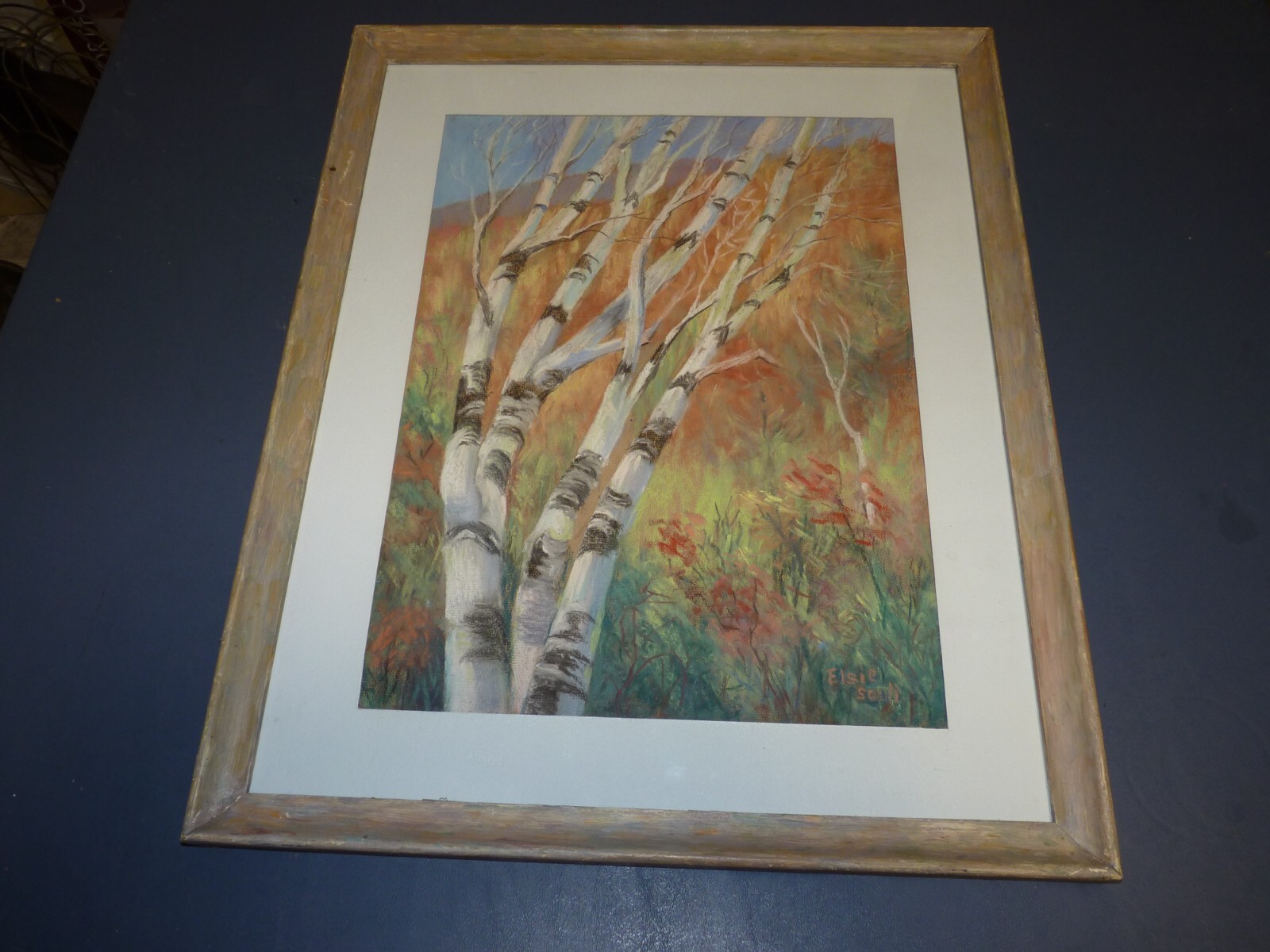 Elsie Scull Watercolor Painting Maine New Hope School «Birch Trees» 1981 Pa.