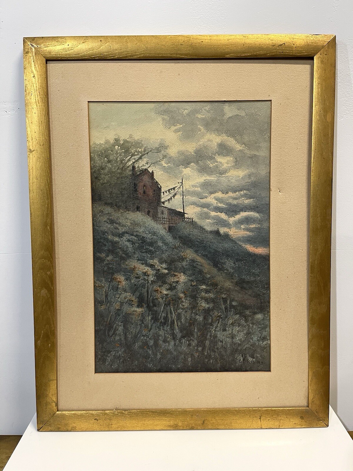 Antique Landscape Framed Signed C P Rising Charles Parmelee Rising