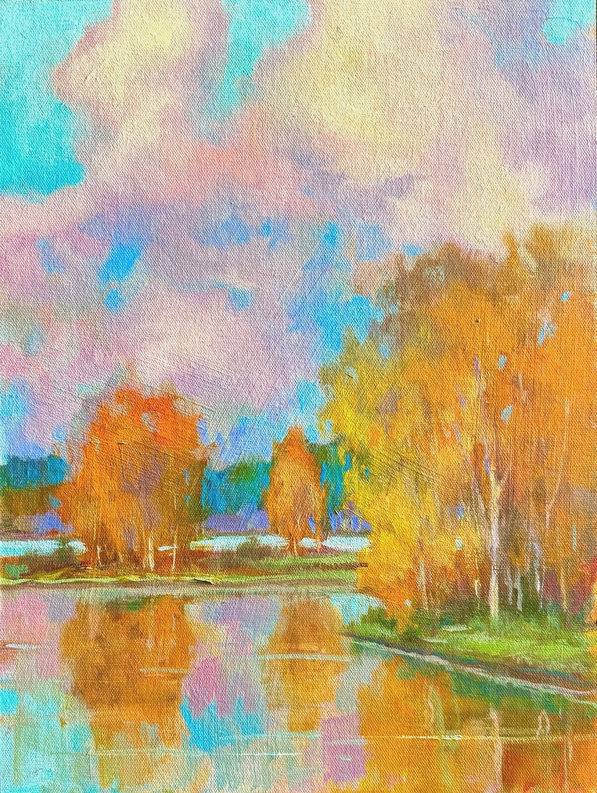 Summer Trees Painting Original Oil Landscape impressionist Art 18×22