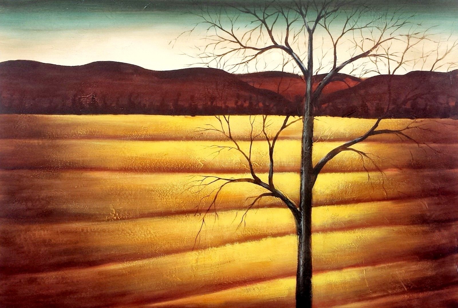 Tree on Winter Field, 24×36 100% Hand painted Oil Painting on Canvas