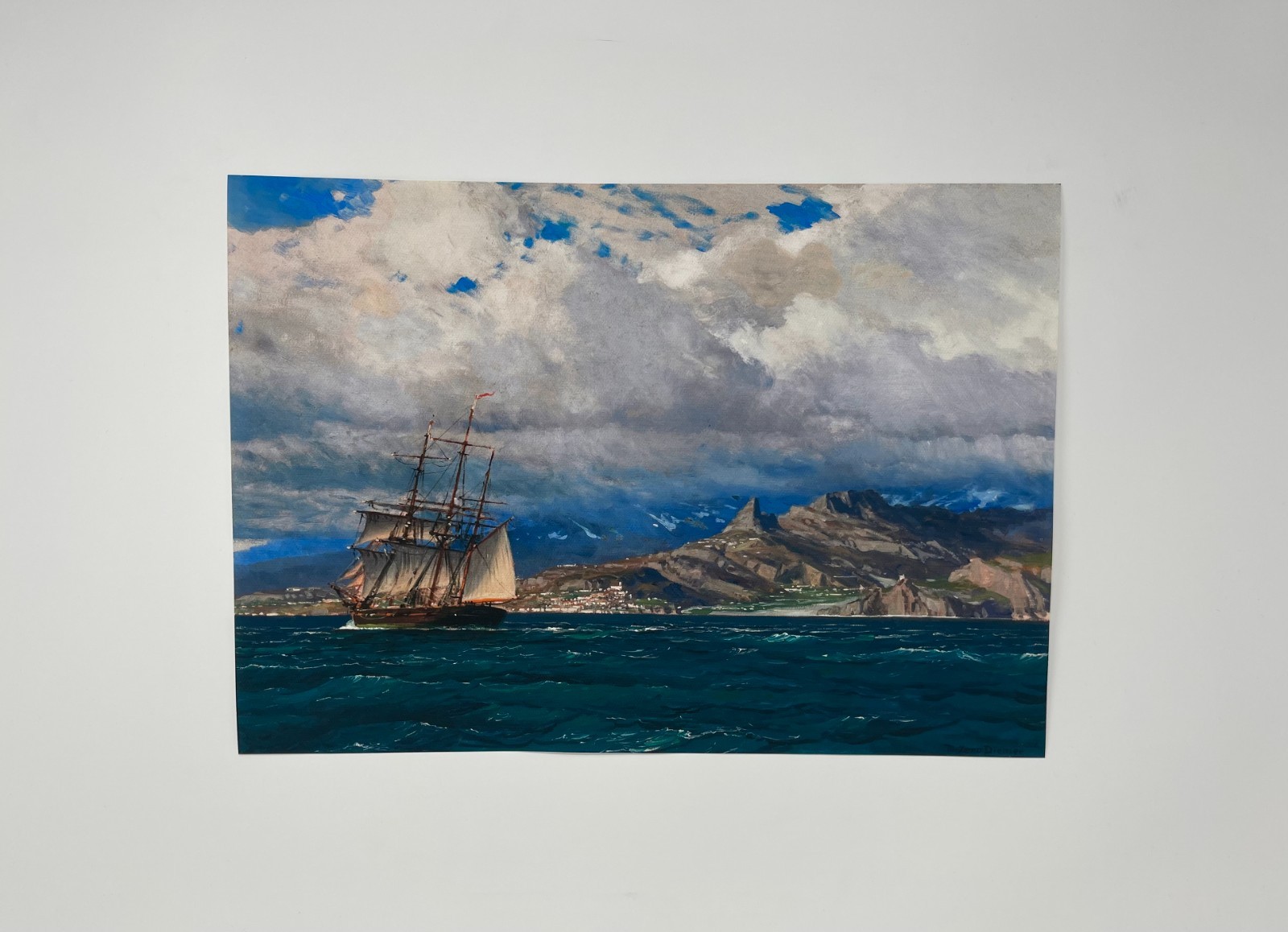 Three Masted Sailing Ship Poster – Maritime Coastal Home Nautical Wall Art Print