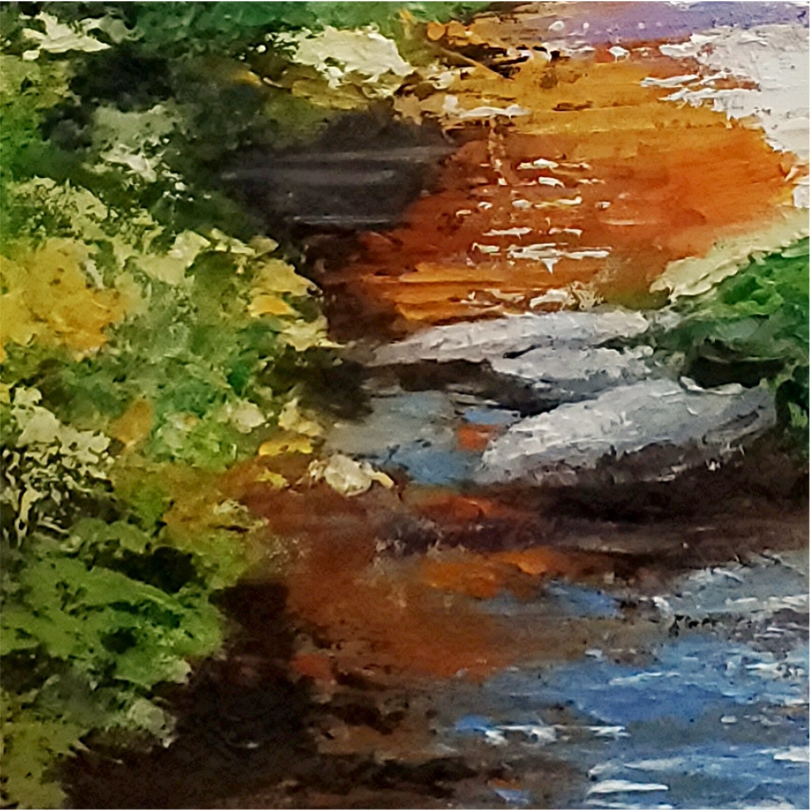 YARY DLUHOS Sunrise Trees Landscape River Water Sun Original Art Oil Painting