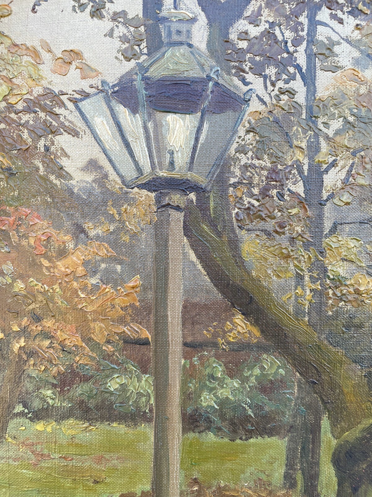 Impressionist Autumn Park Landscape Trees Lanterns Berlin Schöneberg