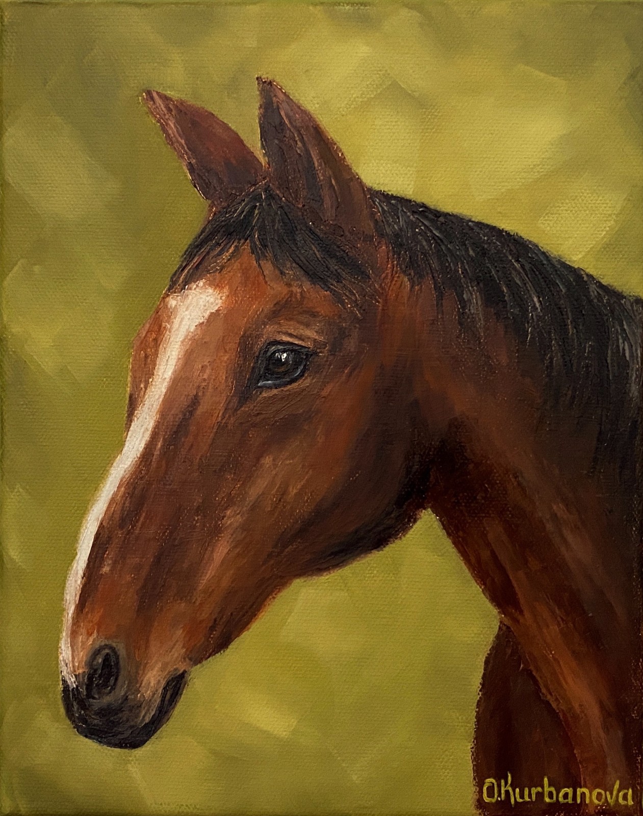 Horse Original Oil Painting 2026 New Year Symbol Animal Portrait Wall Art 8×10