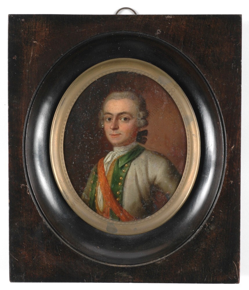 «Portrait of a cavalry officer» Dutch oil on tin miniature, 1750/60s (m)