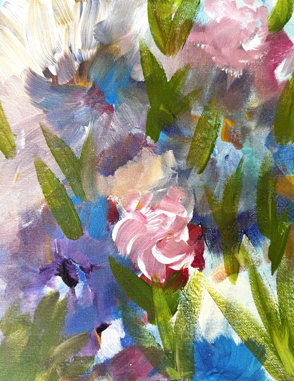 SAMATOWIC Original Abstract Garden Flowers 8×10 Bathroom Art Handmade Signed 14