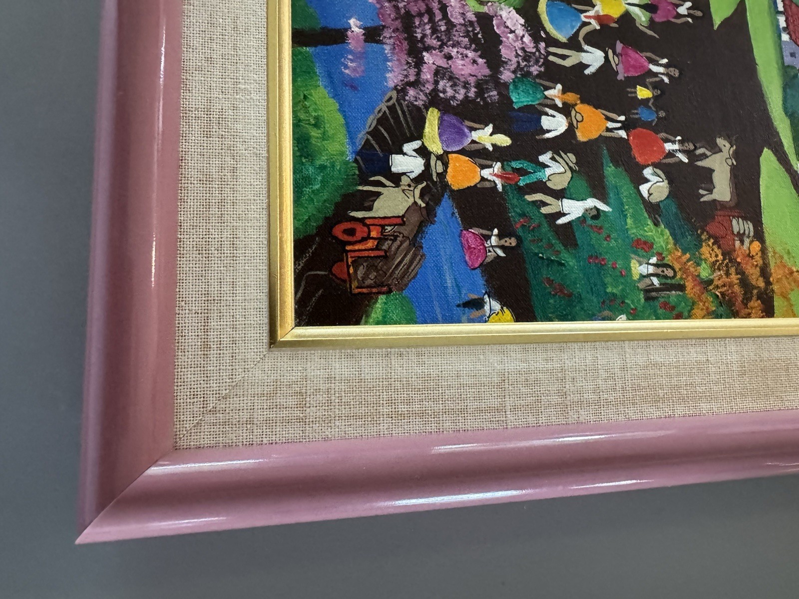 Vtg 90s Peruvian Folk Art Oil Painting Family 14×10” Framed Outsider Art Peasant