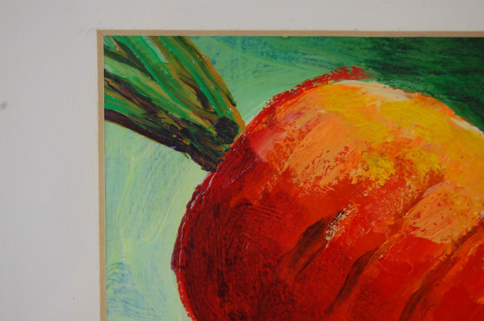 Original Framed Signed Truawkins Large Carrot Impressionist Oil Painting 7X5