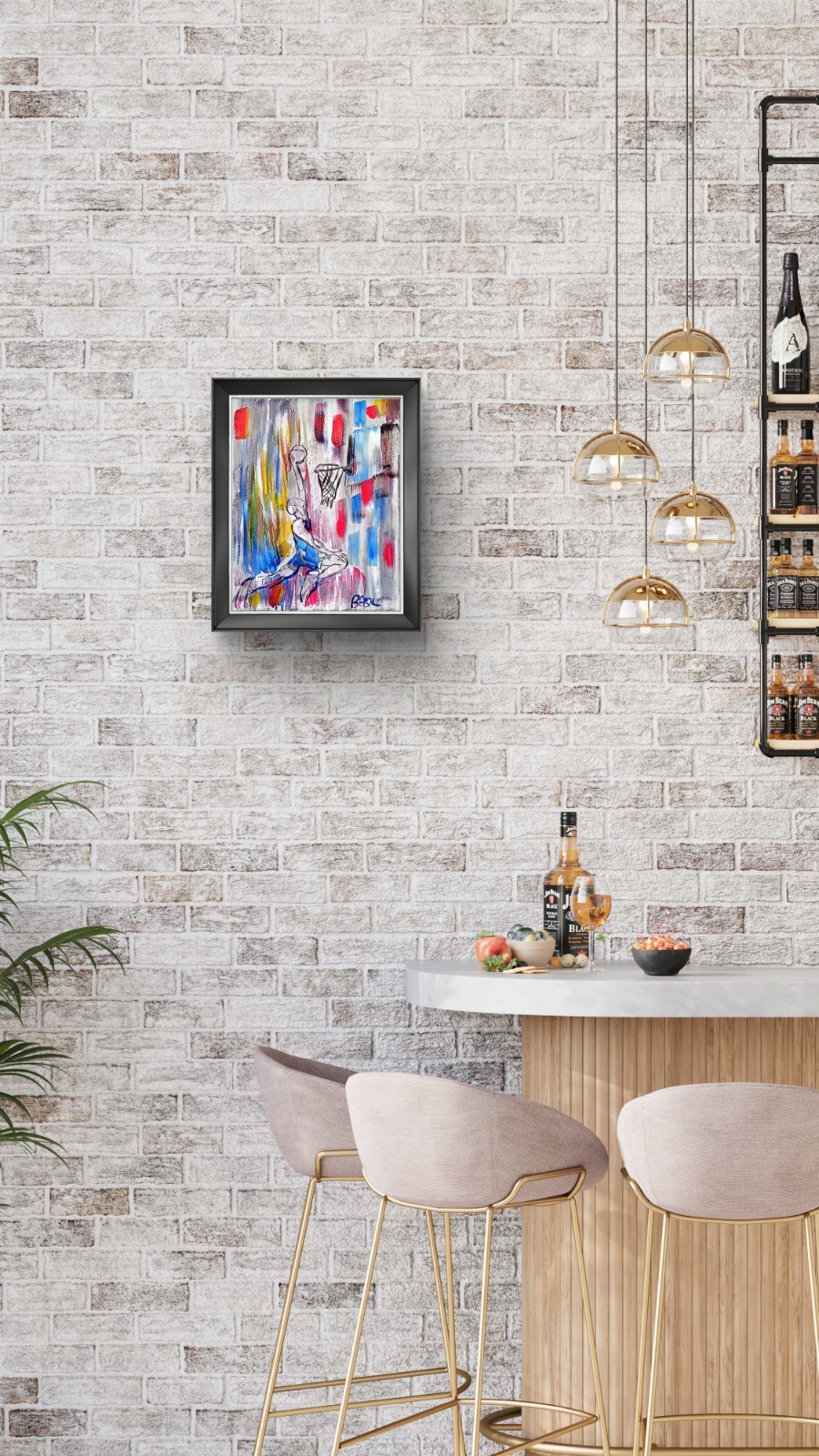 Basketball Dunk Contemporary Expressionist Original Painting.