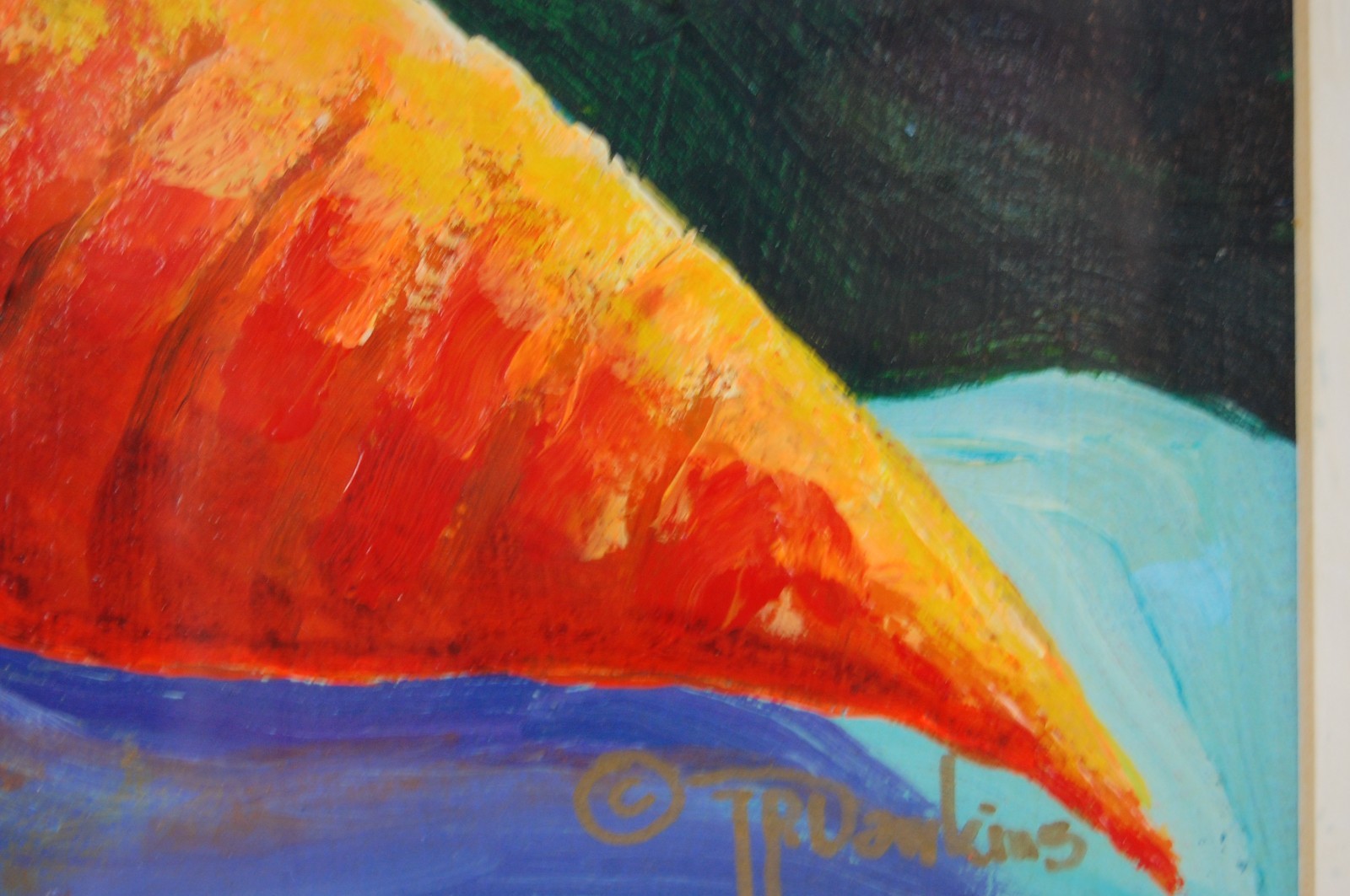 Original Framed Signed Truawkins Large Carrot Impressionist Oil Painting 7X5