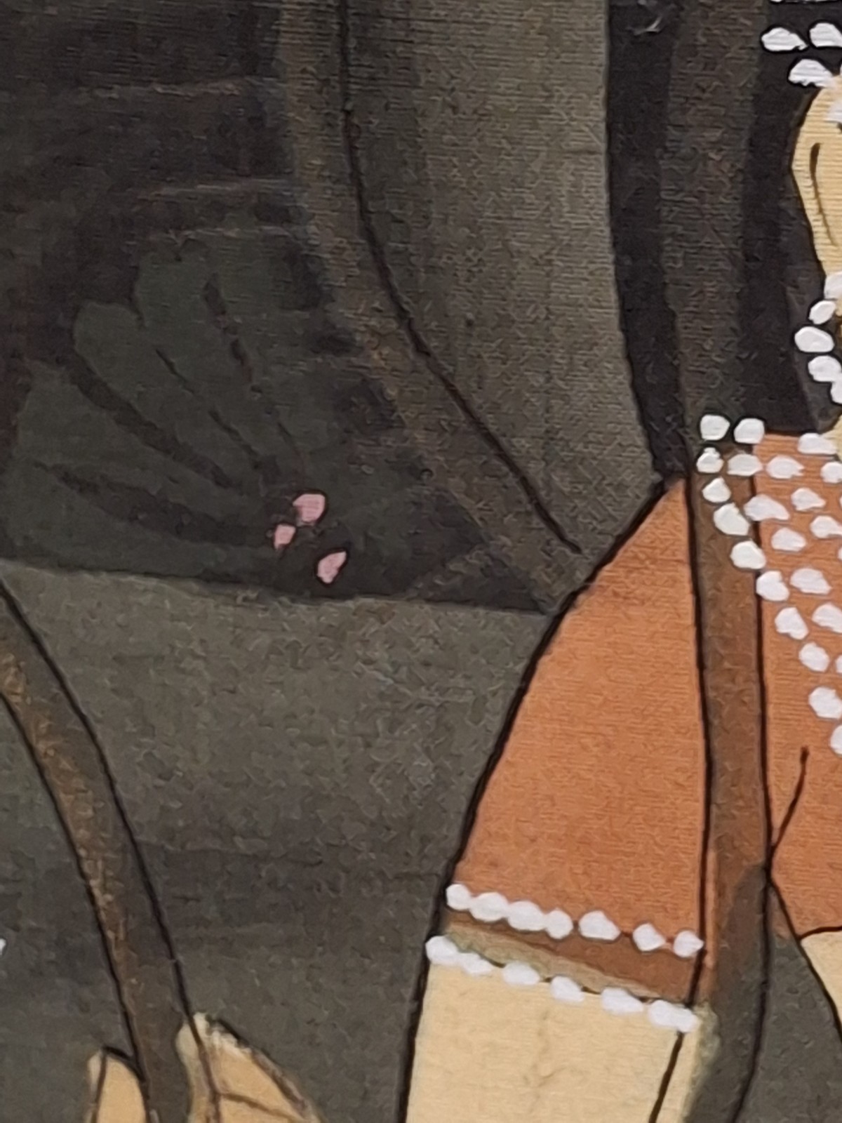 Vintage Indian Painting 24×24 On Cloth | Romantic Courtyard Scene | Mughal