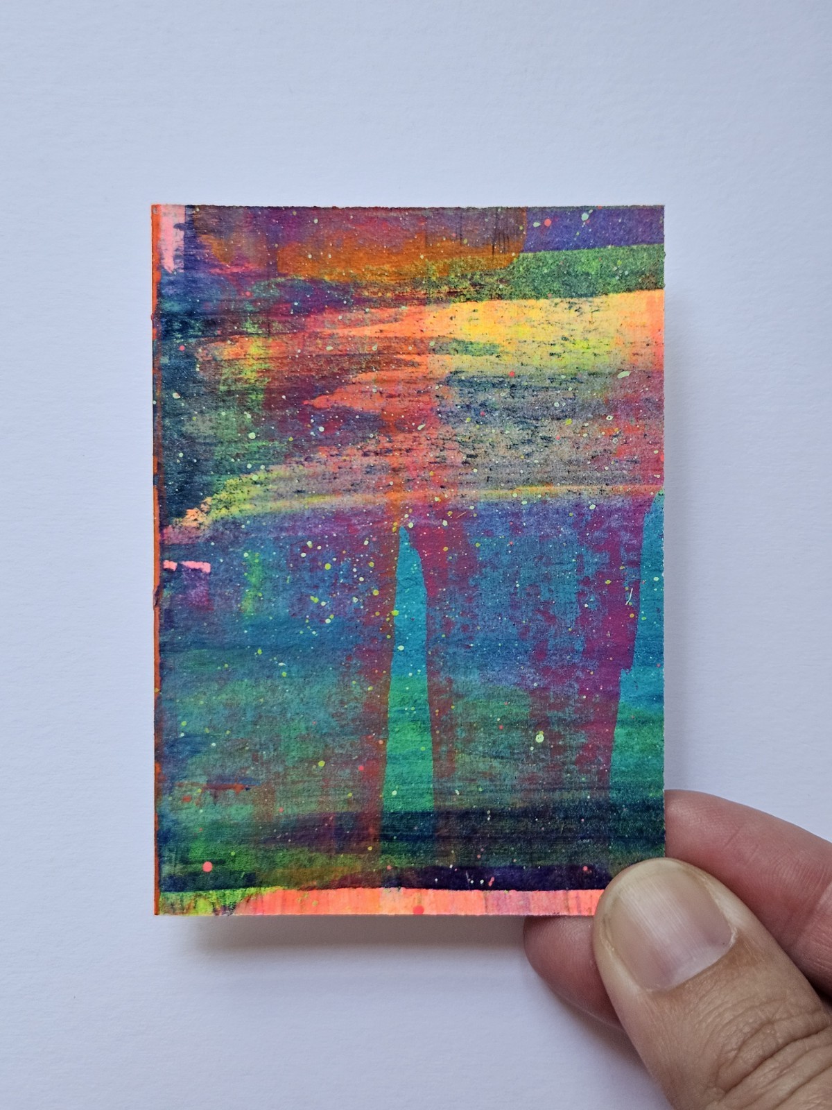 ACEO Quadriptych Original Abstract Scrape Landscape, Jackie T Creates, Series 10