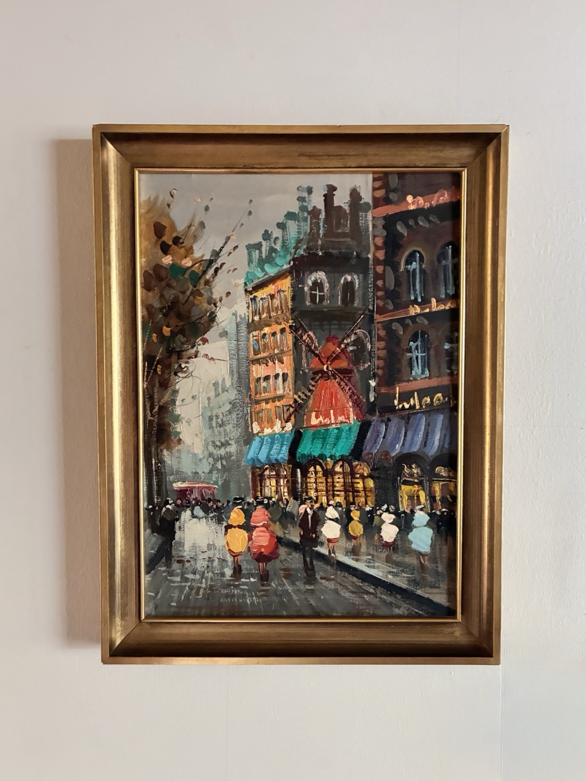 Antonio Devity Style MCM Oil Painting Framed Paris Street Scene MOULIN ROUGE