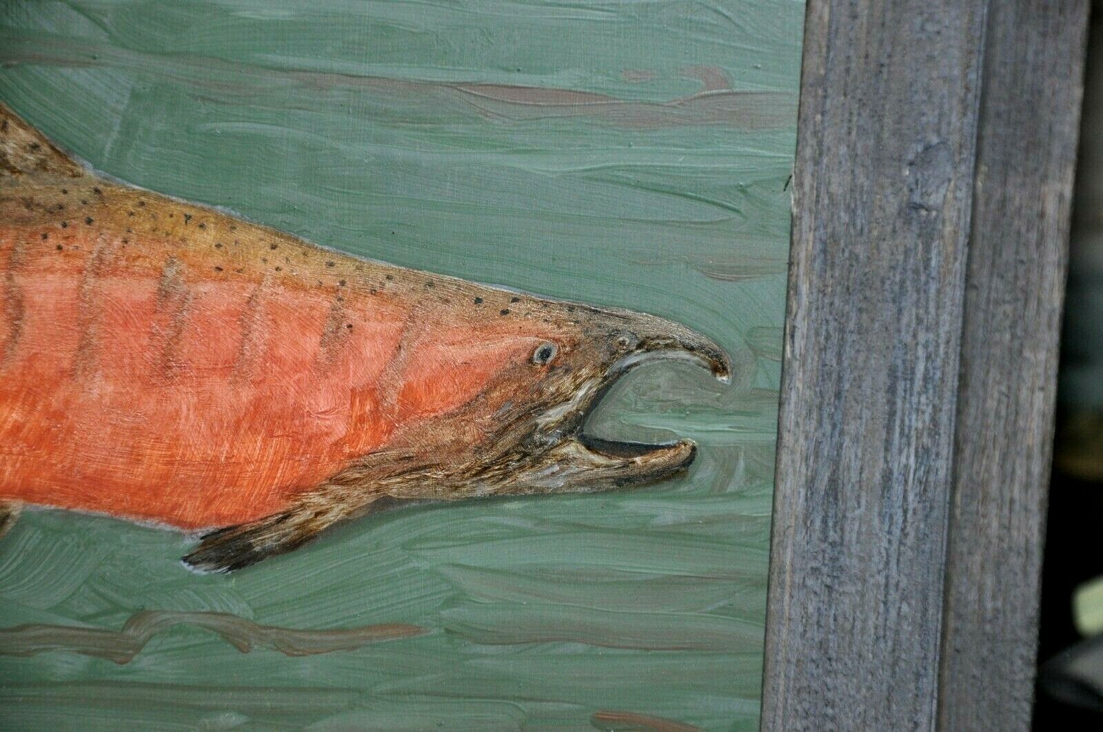 Beautiful Salmon Fish Painting by Listed Artist