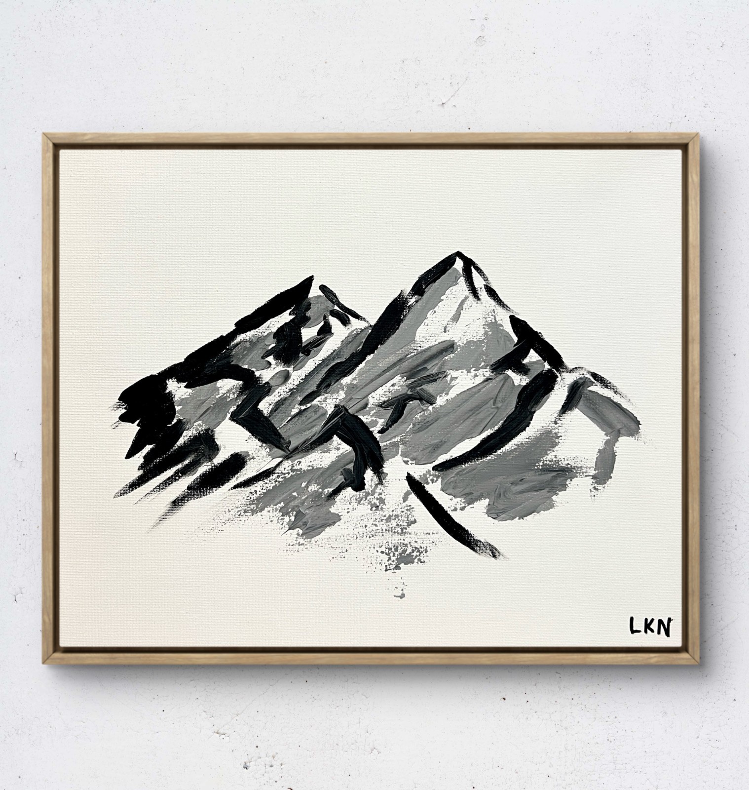 Laeknapes Original Abstract Painting 14X11 Canvas Decor Monochromatic Mountains