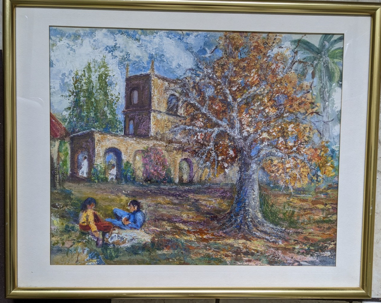 Balboa Park Art San Diego CALIF Painting 16×13 Picnic Couple