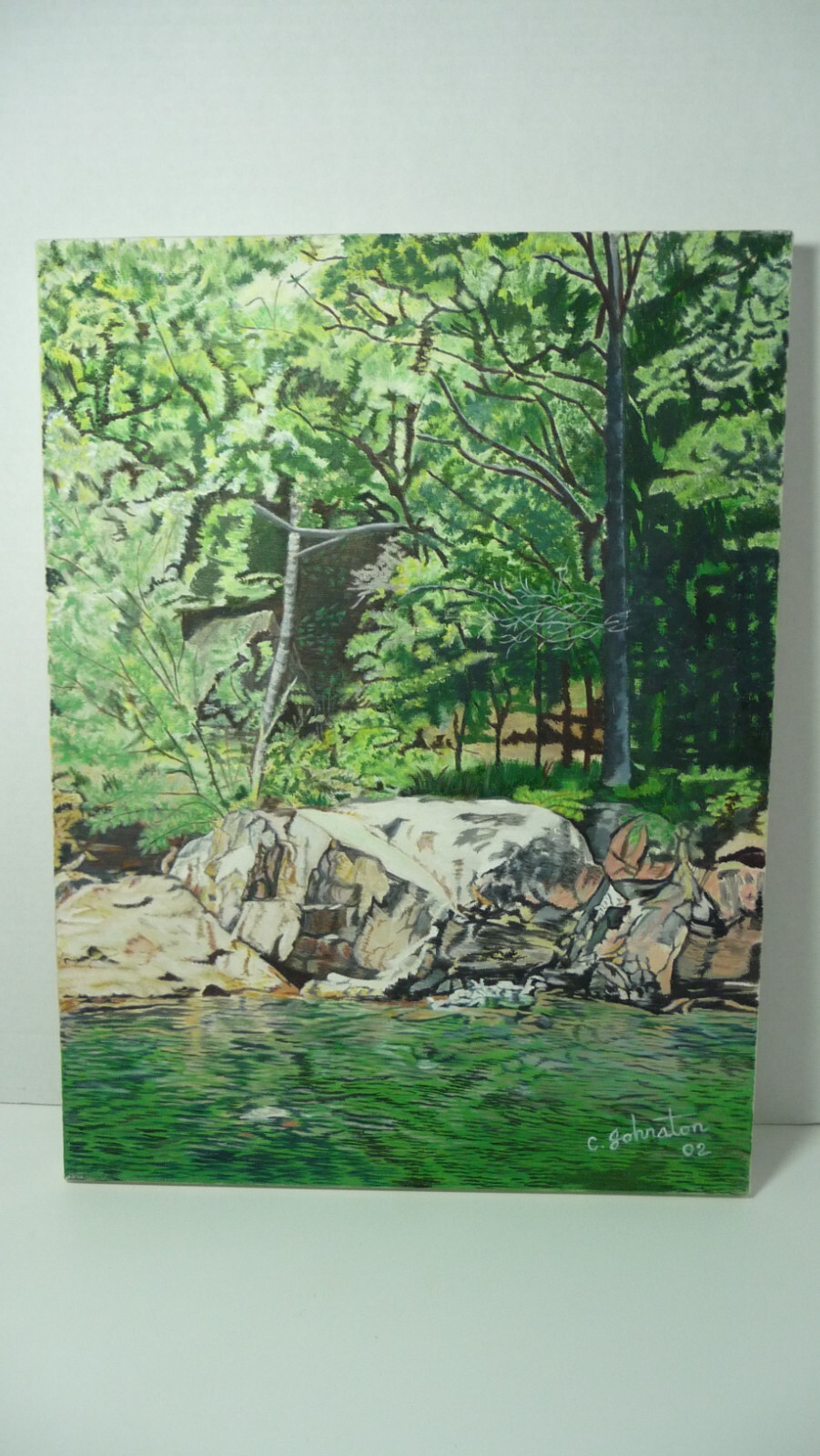 Oil Painting 16×12 Landscape By Catherine Johnston Rocky Shoreline 2002