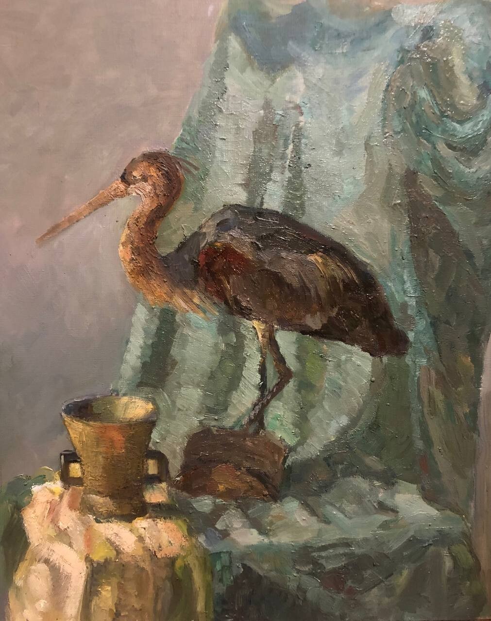 Painting on canvas, oil paints by Ukrainian artist «Still life with a Stork»