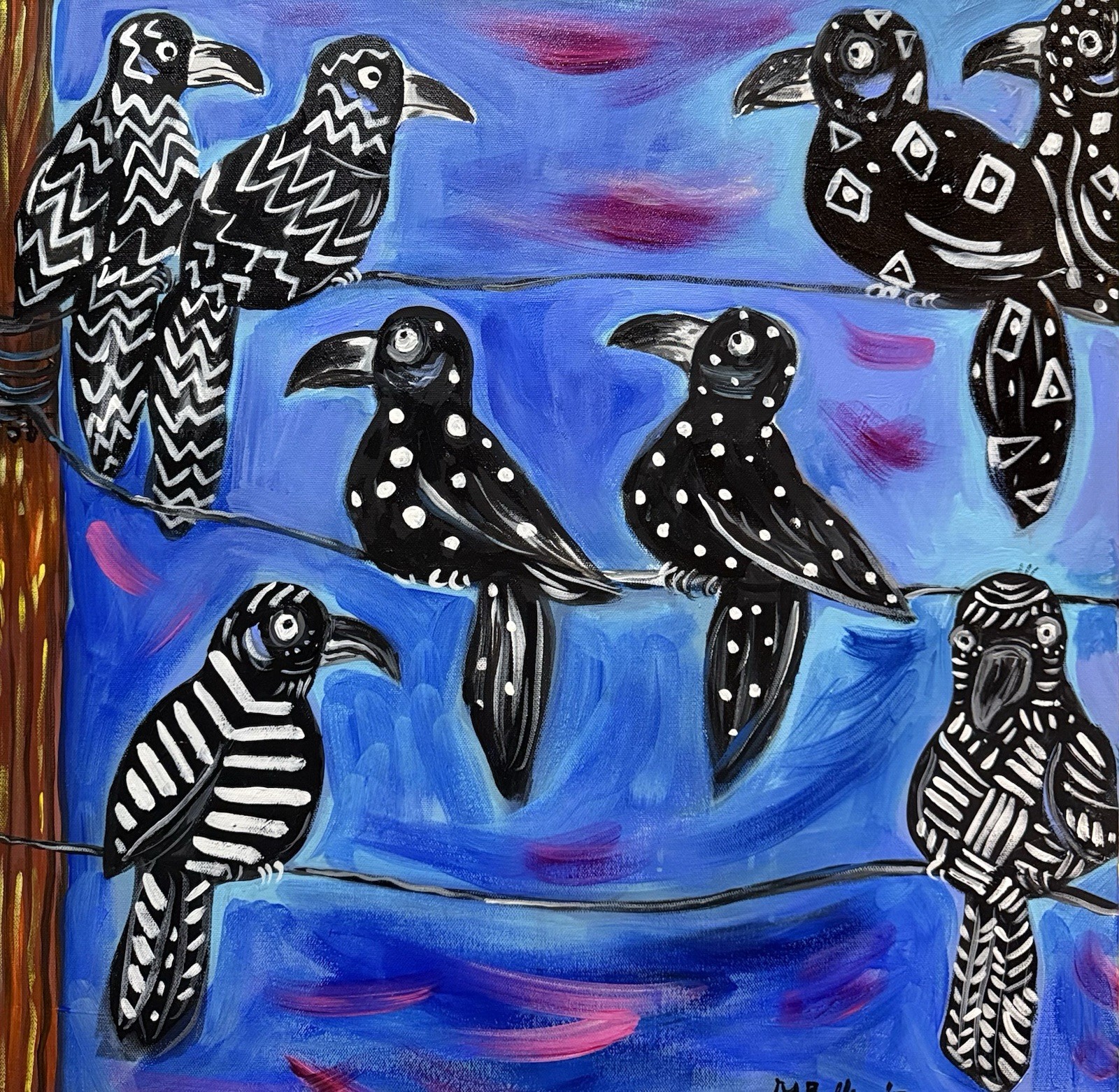 Something’s Up With The Crows Original Melissa Bollen Acrylic Painting Crows