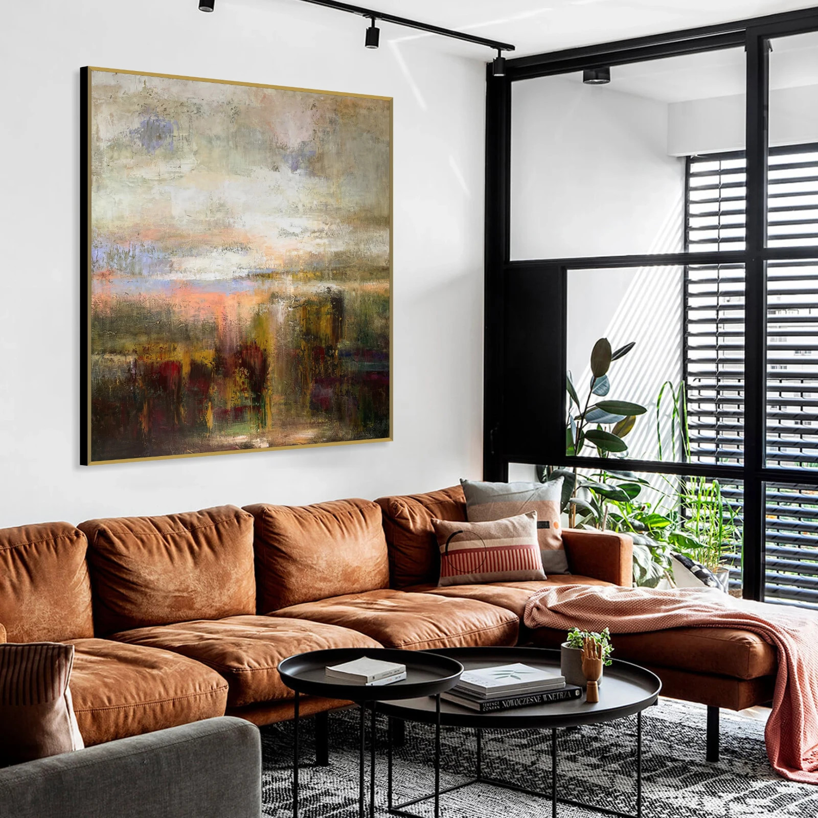 Abstract Landscape Painting Neutral Earth Tone Canvas Original Modern Art 50×50″