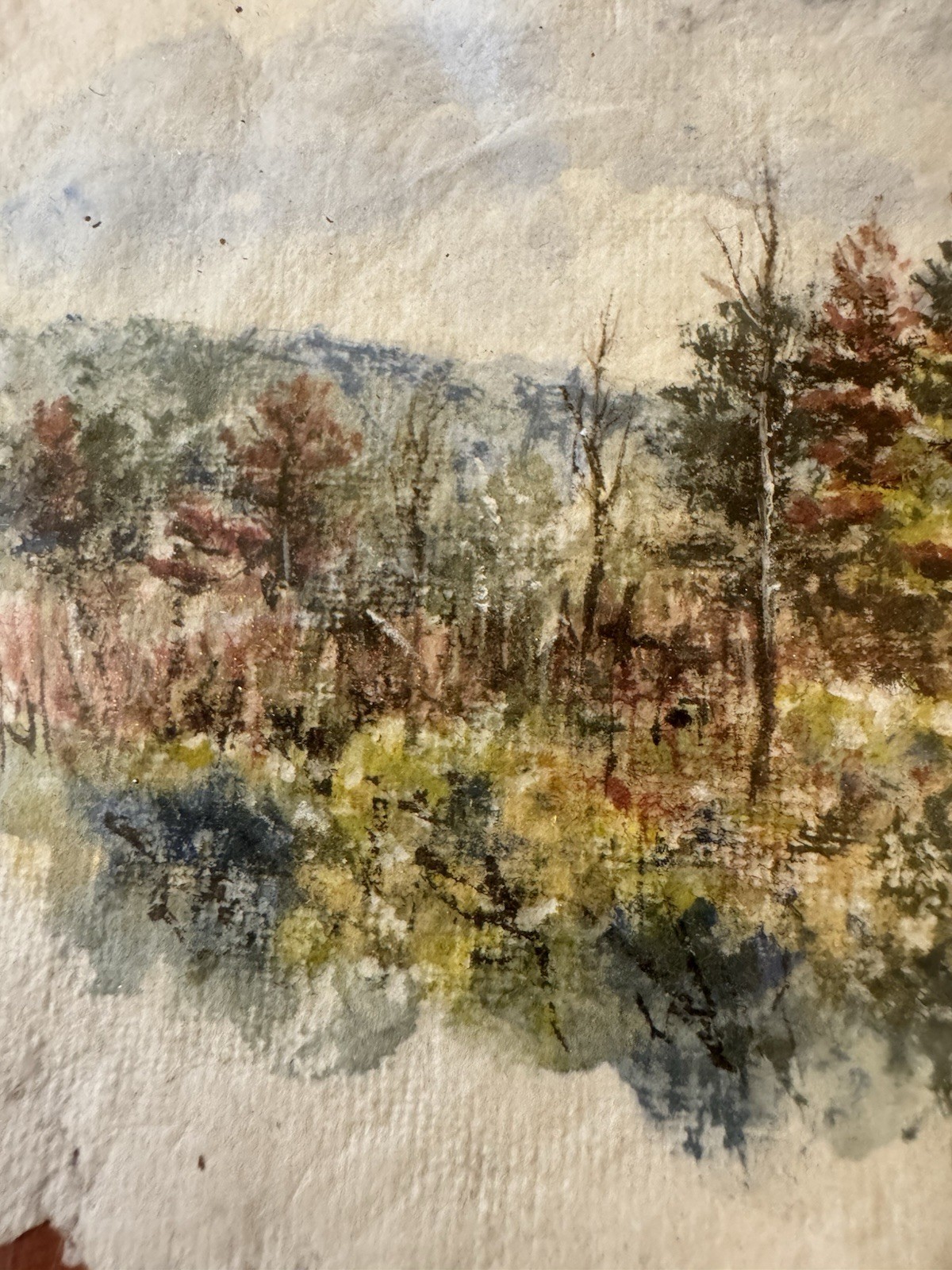 Miniature Watercolor Landscape Signed Painting 3.5×5 Framed w/Conservation Glass