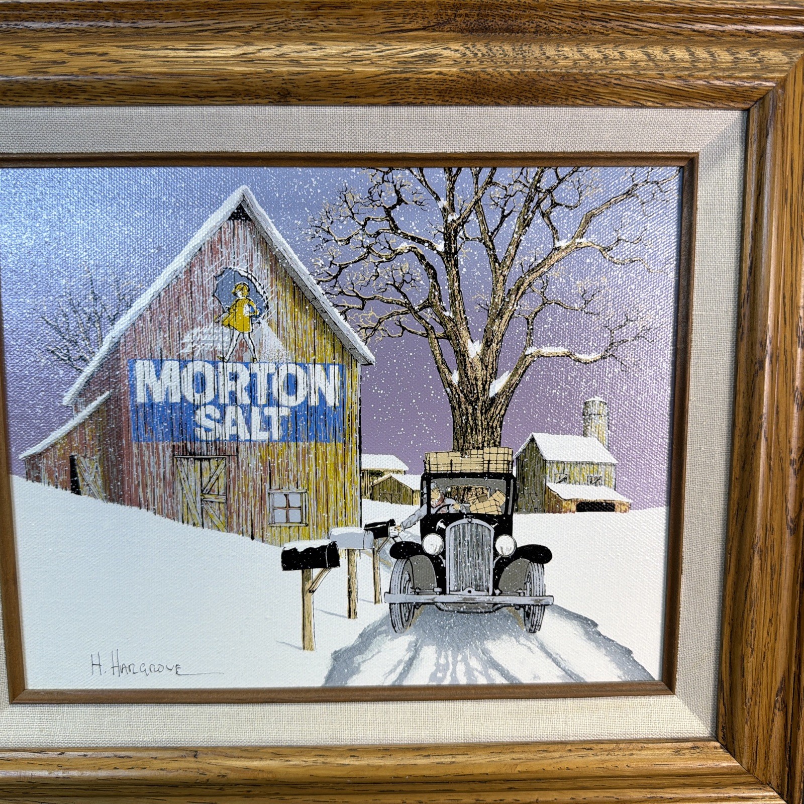 H. Hargrove Original Oil Serigraph Painting 12”x 14”Morton Salt Certifiedp