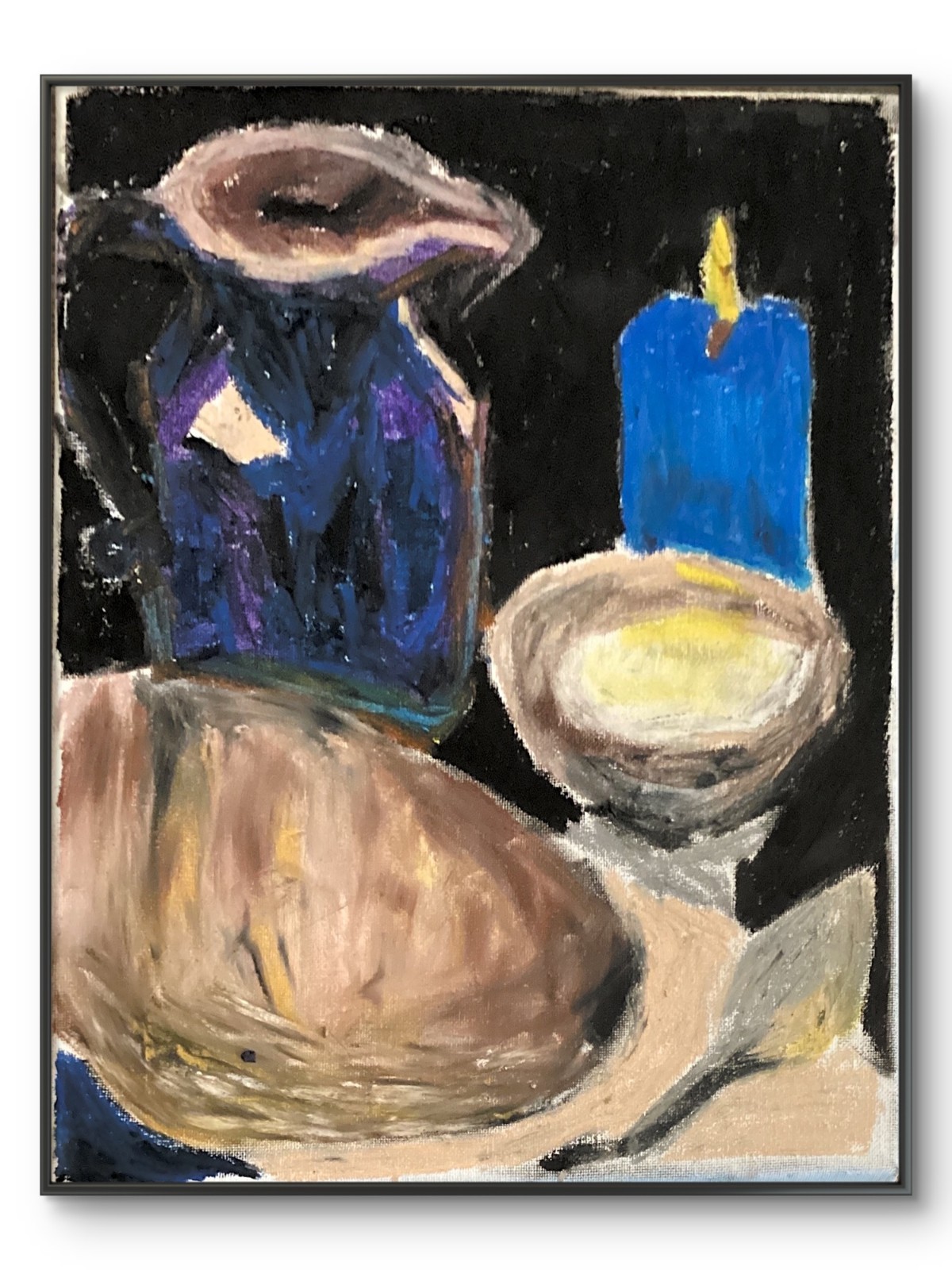 Moody Dark Rustic Bold Table Bread Candle Ruff Still Life Original 11×14 Canvas