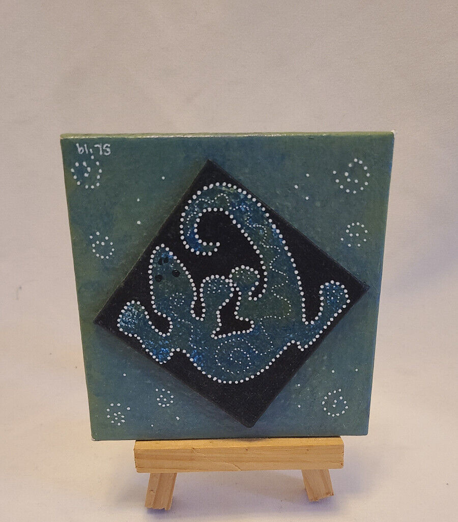 Acrylic Art Hand Painting of Lizard with small easel