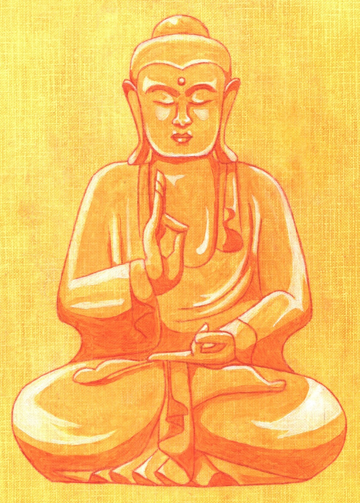 Buddha figure painting oil artist Jerome Cadd «Golden Buddha» religious Icon