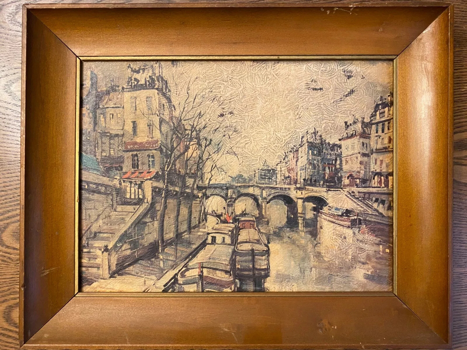 Mid Century French Original art. Warner Paris Seine Hollywood Regency 9×12