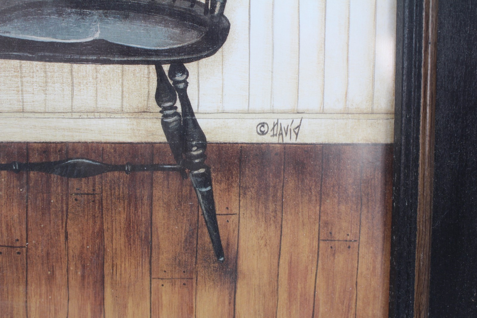 Vintage Windsor Bench Painting by David Framed 19.5”x 15.5” vtg
