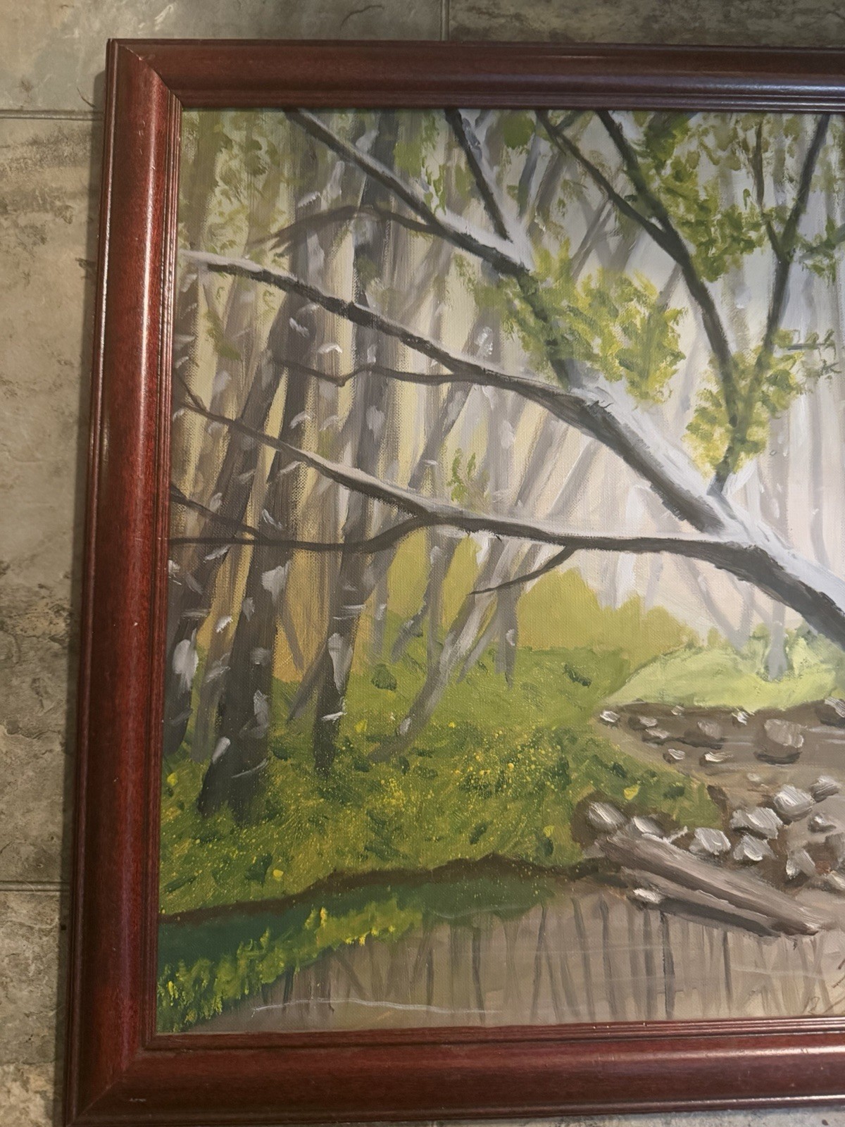 Framed Hand Painted Canvas Wall Art Outdoor Landscape 13×15”