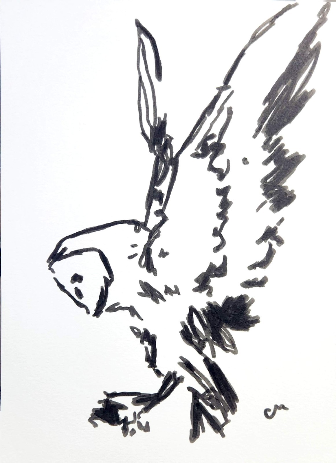 Original Abstract Expressionism Owl Art 9X12 Modern Handmade Signed