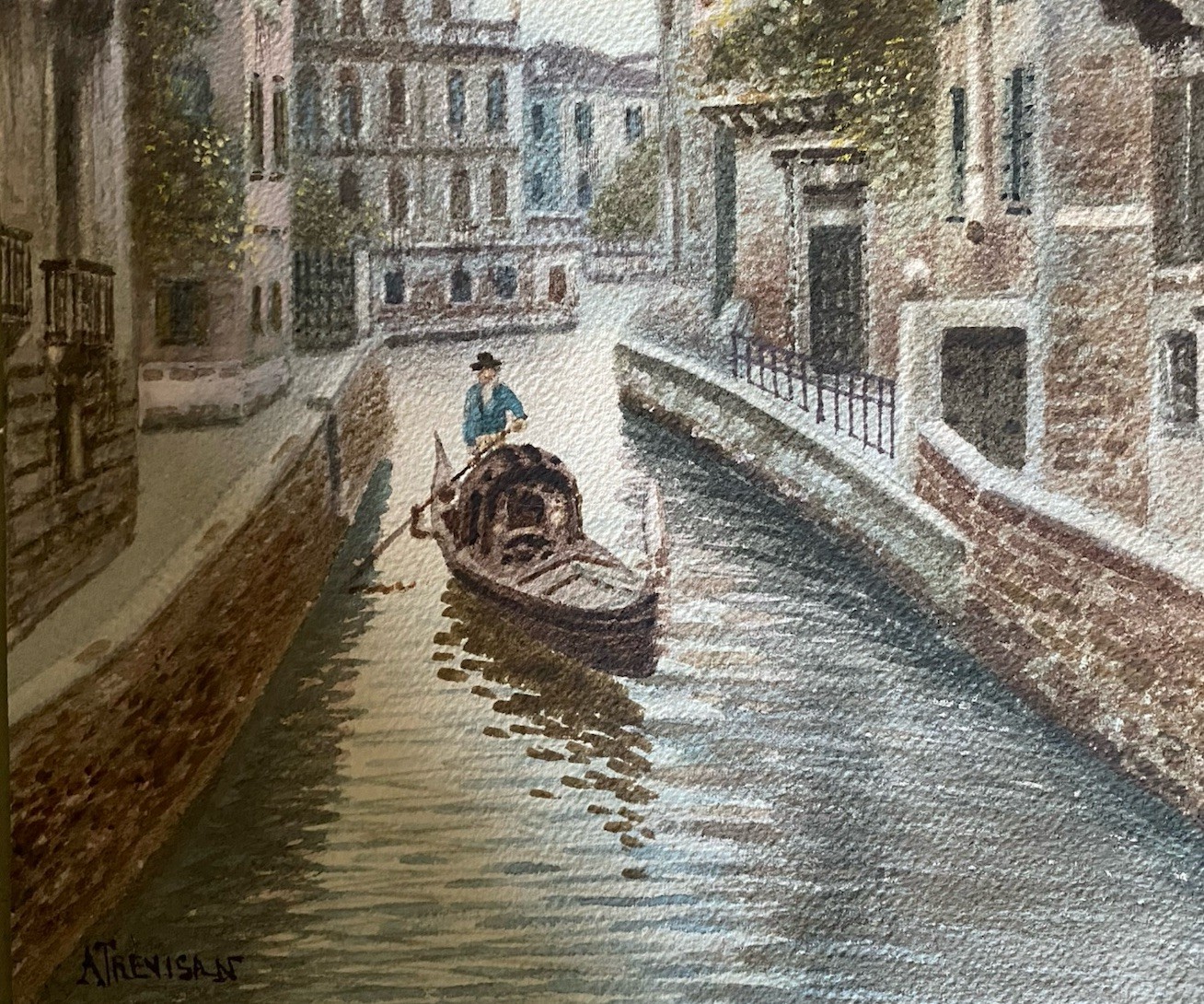 Alberto Trevisan (Italian 1919-1978). Venice watercolor on paper. 11″ x 8 1/2″