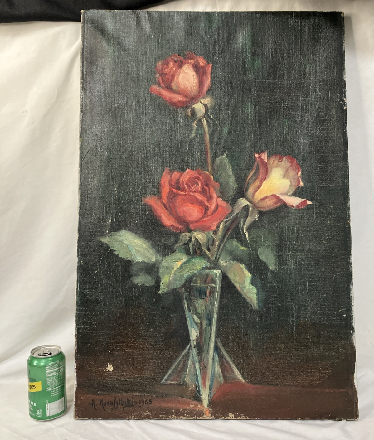 Antonio L. Karafyllakis Original 1965 Oil On Canvas Still Life Painting