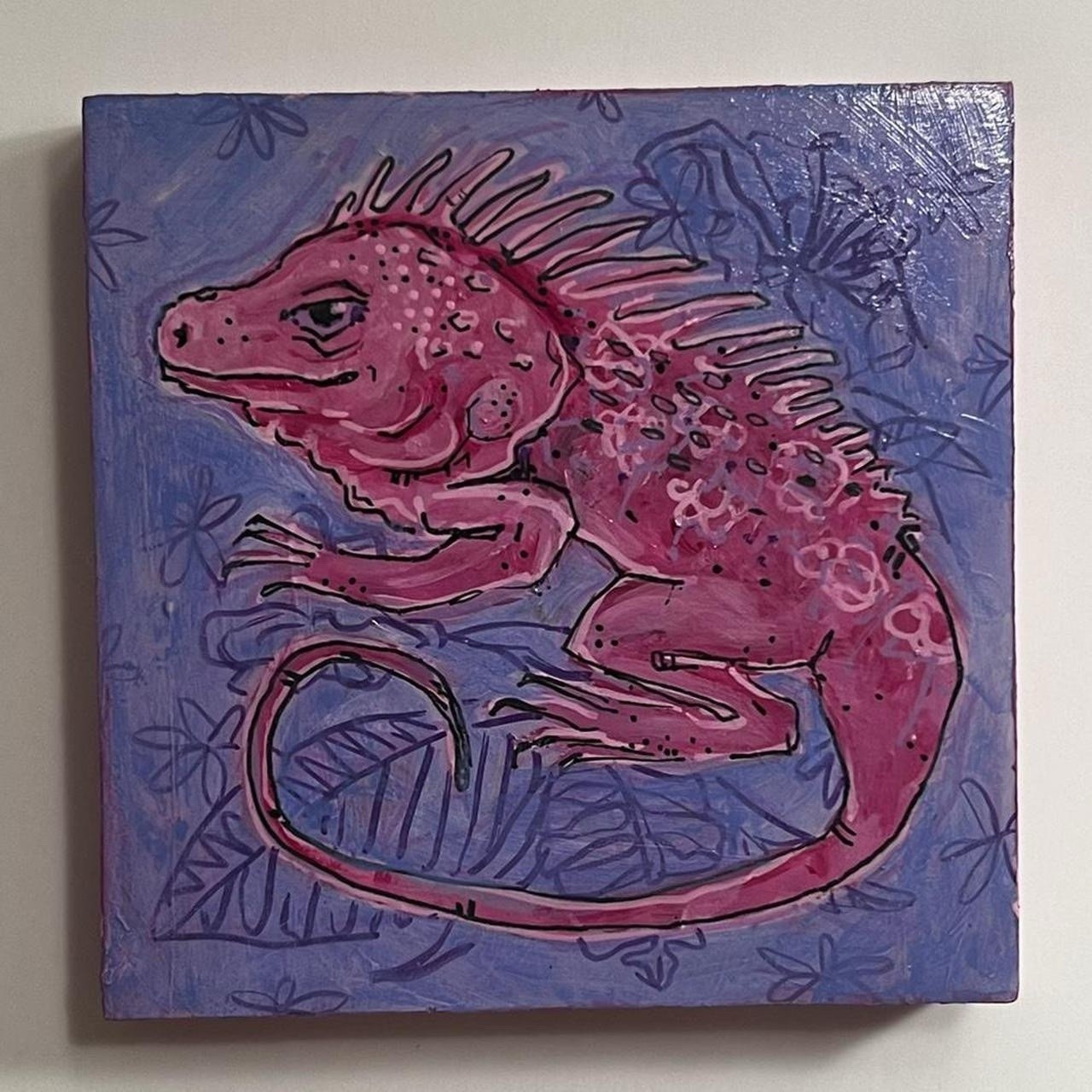 “ Lizzie ” Original acrylic Painting , Lizard Painting, Solomikaarts