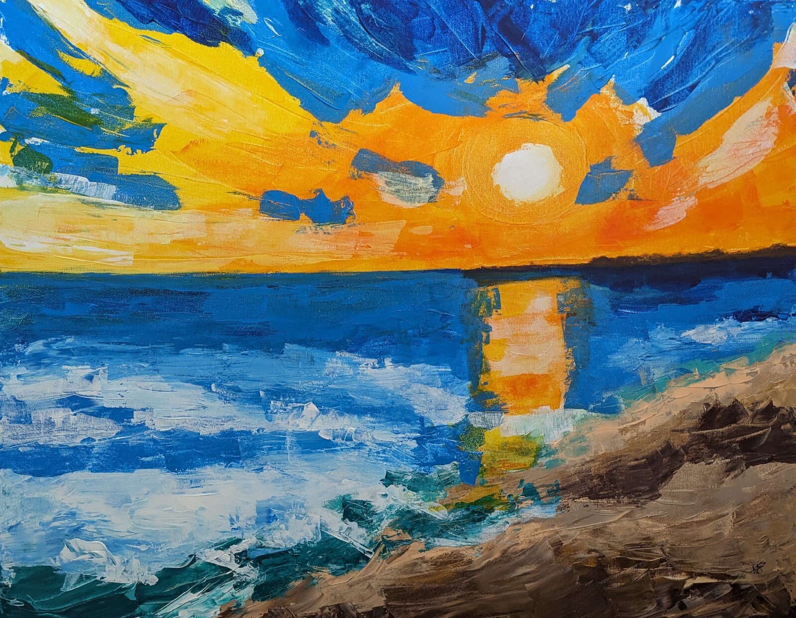 Original Painting Beach Sunset Seascape Contemporary Art by Samantha McLean