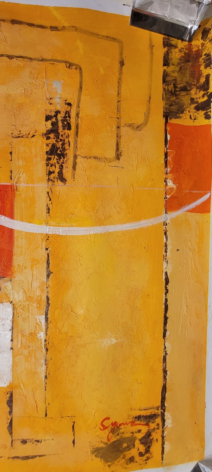 Contemporary Abstract Oil Painting Modern Art Wall Decor Multi-Color yellow-red