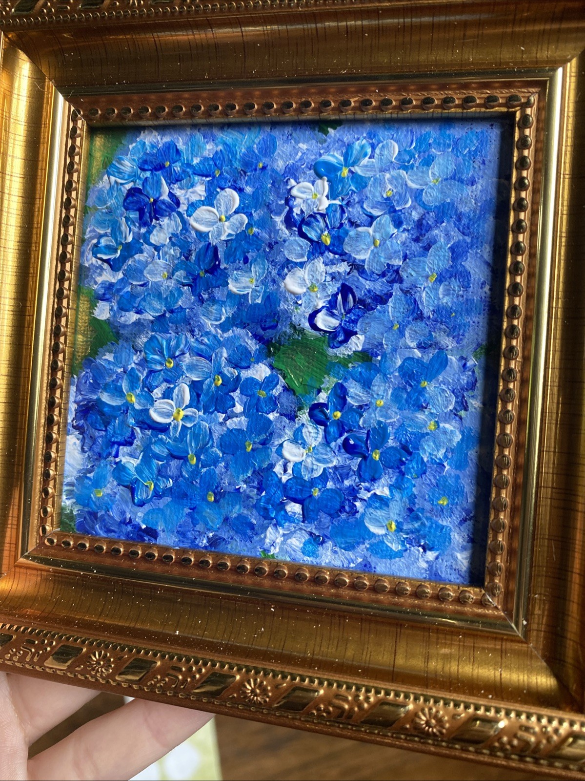 Hydrangea ,abstract Flower,Original Acrylic Painting On Canvas Panel,4/4 Framed