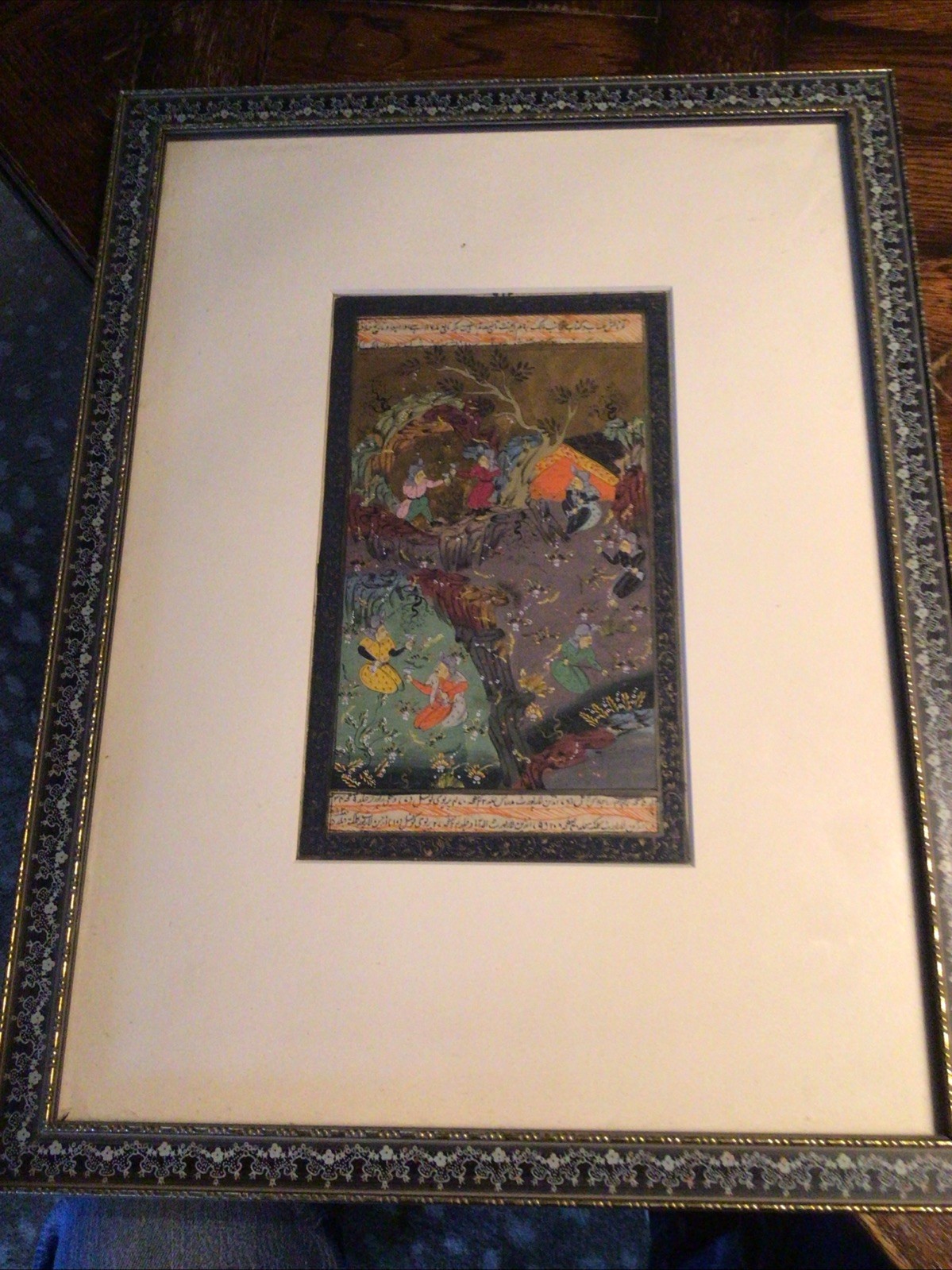 Antique Persian “Mogul Drinking Scene” Text Book PAINTING Ottoman page Art