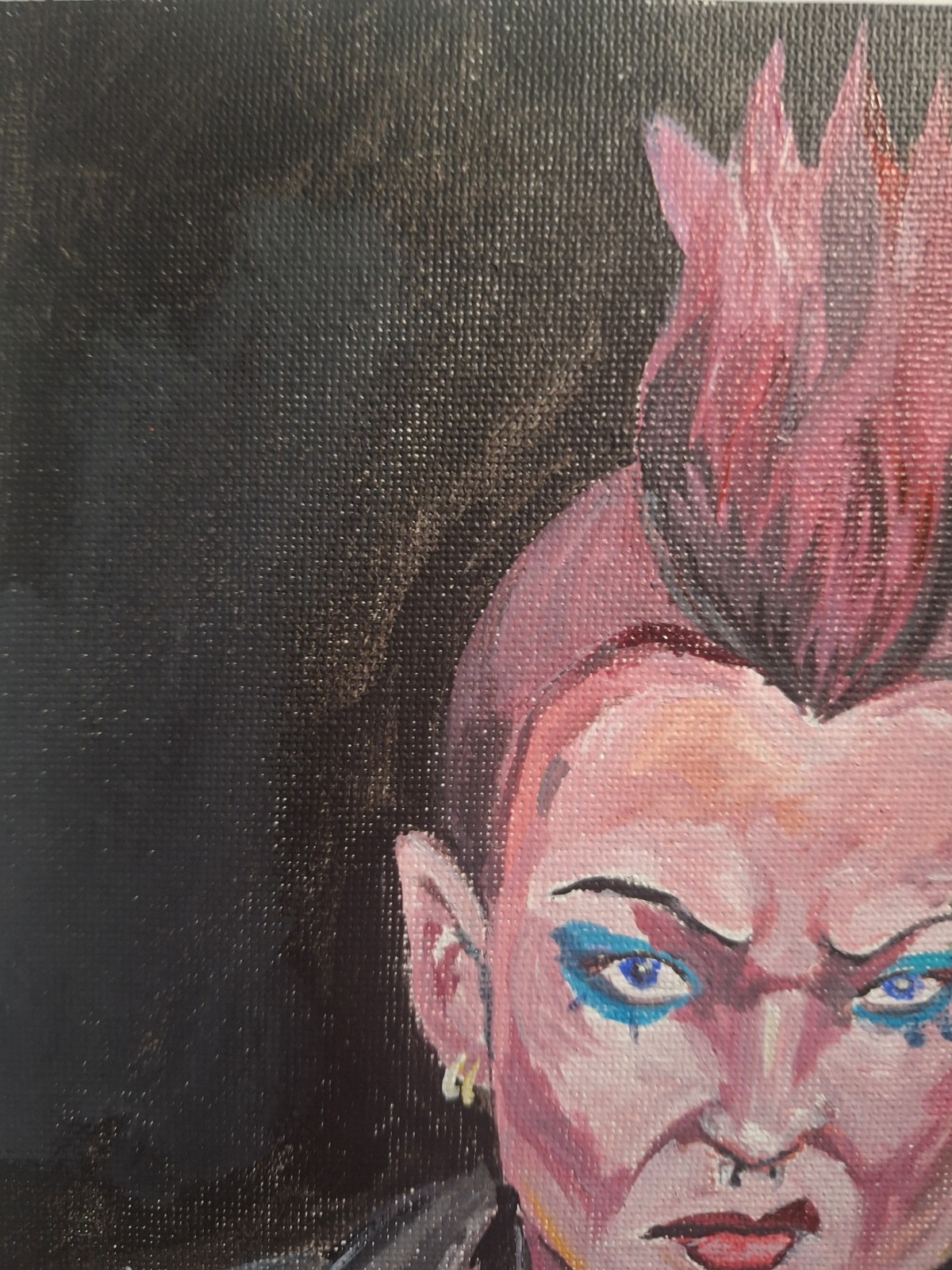 Original Signed 6×9 Punk Portrait Acrylic Painting Bold Impressionist Art