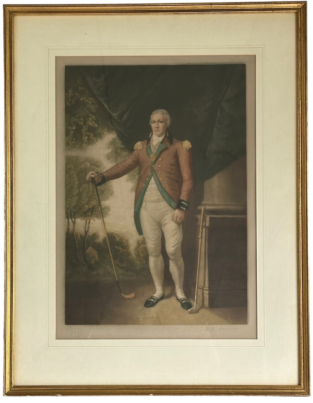 Henry Callender Print Signed by Will Henderson Mezzotint in Color 1916 Framed